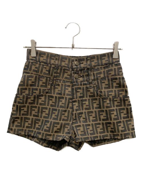 FENDI JEANS（フェンディ ジーンズ）FENDI jeans (フェンディ ジーンズ) ズッカ柄ショートパンツ ブラウン サイズ:27の古着・服飾アイテム