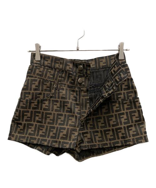 FENDI JEANS（フェンディ ジーンズ）FENDI jeans (フェンディ ジーンズ) ズッカ柄ショートパンツ ブラウン サイズ:27の古着・服飾アイテム