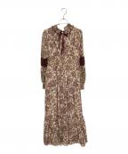 HER LIP TOハーリップトゥ）の古着「Winter Floral Long-sleeve Dress / ウィンターフローラルロングスリーブドレス」｜ベージュ