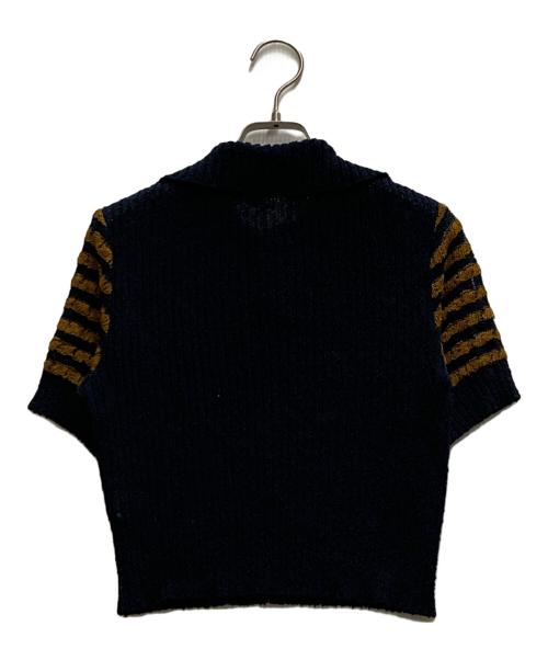 LEINWANDE（ラインヴァンド）LEINWANDE (ラインヴァンド) Konjac Yarn Border Polo ネイビー×オレンジ サイズ:Sの古着・服飾アイテム