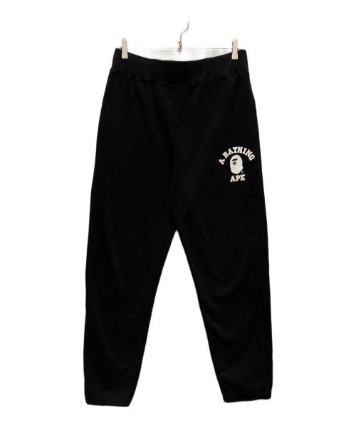 A BATHING APE（ア ベイシング エイプ）A BATHING APE (ア ベイシング エイプ) COLLEGE WIDE FIT SWEAT PANTS ブラック サイズ:Mの古着・服飾アイテム