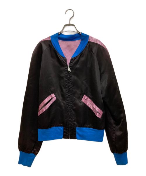 HARD ACT TO FOLLOW（ハードアクトトゥフォロー）HARD ACT TO FOLLOW (ハードアクトトゥフォロー) 60-70'S サテンスカジャン ブラック×ピンク サイズ:不明の古着・服飾アイテム