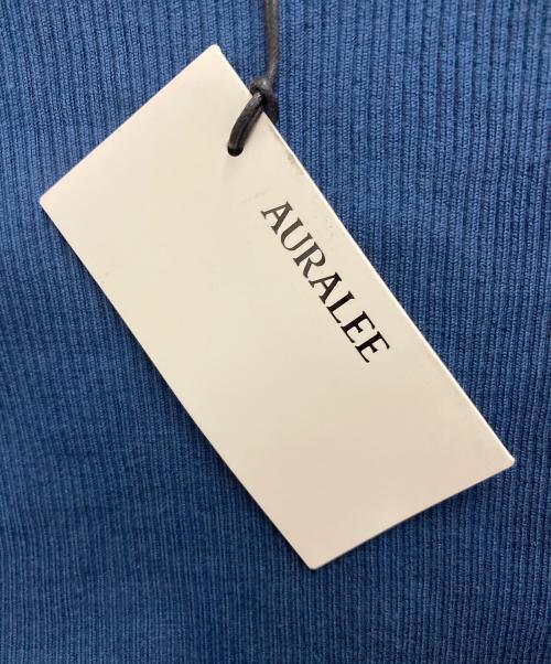 AURALEE（オーラリー）AURALEE (オーラリー) COTTON HIGH GAUGE RIB KNIT CROPPED CREW NECK CARDIGAN ブルーの古着・服飾アイテム