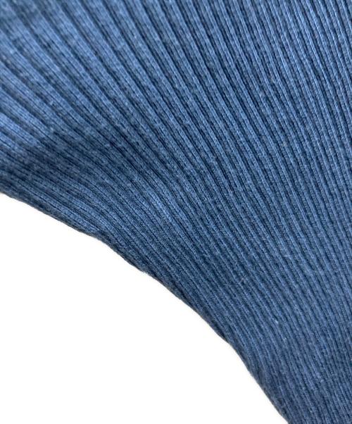 AURALEE（オーラリー）AURALEE (オーラリー) COTTON HIGH GAUGE RIB KNIT CROPPED CREW NECK CARDIGAN ブルーの古着・服飾アイテム