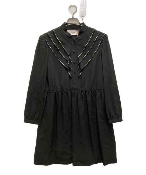 CELINE（セリーヌ）CELINE (セリーヌ) ビジュースタッズショートドレス ブラック サイズ:38の古着・服飾アイテム