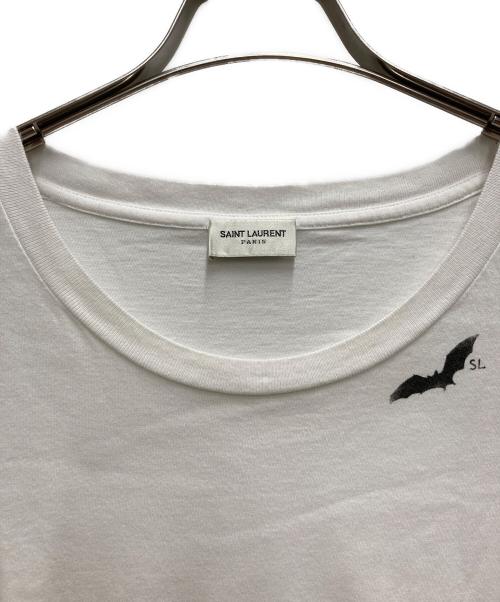 Saint Laurent Paris（サンローランパリ）Saint Laurent Paris (サンローランパリ) ネックロゴプリントTシャツ ホワイト サイズ:XXLの古着・服飾アイテム