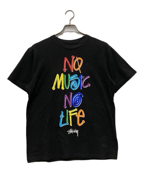 stussy（ステューシー）stussy (ステューシー) NO MUSIC NO LIFE Tee ブラック サイズ:Ｌの古着・服飾アイテム