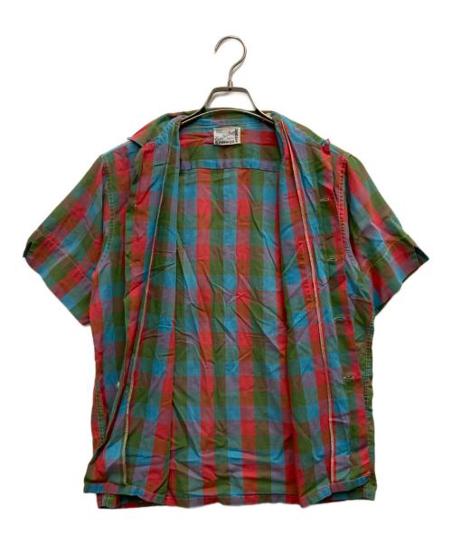 Sandy mac Donald（サンディマクドナルド）Sandy Mac Donald (サンディマクドナルド) 60s半袖チェックシャツ レッド×グリーン サイズ:Mの古着・服飾アイテム