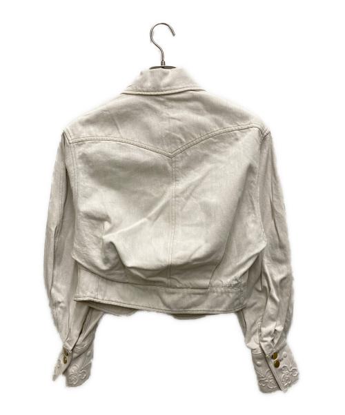Mame Kurogouchi（マメクロゴウチ）mame kurogouchi (マメクロゴウチ) Floral Embossed Short Denim Jacket ホワイト サイズ:1の古着・服飾アイテム