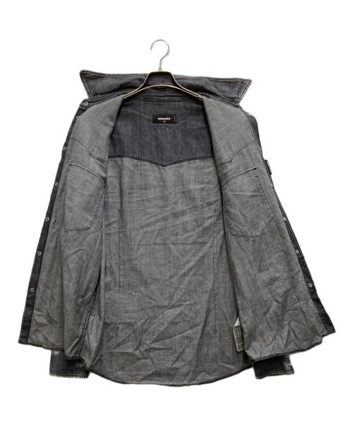 DSQUARED2（ディースクエアード）DSQUARED2 (ディースクエアード) ダメージデニムウエスタンシャツ ブラック サイズ:52の古着・服飾アイテム