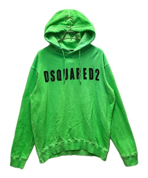 DSQUARED2（ディースクエアード）DSQUARED2 (ディースクエアード) ロゴフーディ グリーン サイズ:XLの古着・服飾アイテム