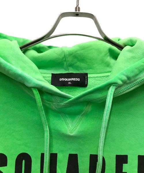 DSQUARED2（ディースクエアード）DSQUARED2 (ディースクエアード) ロゴフーディ グリーン サイズ:XLの古着・服飾アイテム