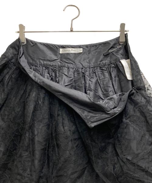 Christian Dior（クリスチャン ディオール）Christian Dior (クリスチャン ディオール) レースフレアスカート ブラック サイズ:36の古着・服飾アイテム