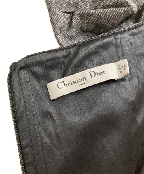Christian Dior（クリスチャン ディオール）Christian Dior (クリスチャン ディオール) ショートスリーブ ツイードドレス グレー サイズ:38の古着・服飾アイテム