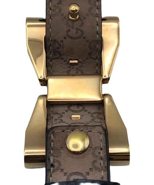 GUCCI（グッチ）GUCCI (グッチ) リボンバックル レザーベルト ブラック サイズ:85・34の古着・服飾アイテム