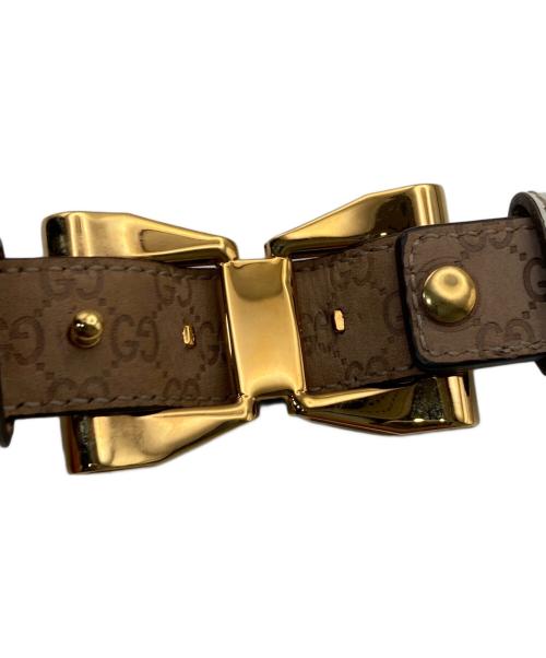 GUCCI（グッチ）GUCCI (グッチ) リボンバックルレザーベルト ホワイトの古着・服飾アイテム