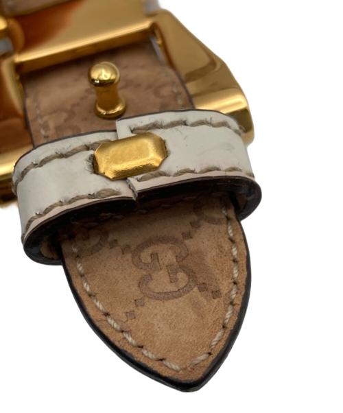 GUCCI（グッチ）GUCCI (グッチ) リボンバックルレザーベルト ホワイトの古着・服飾アイテム