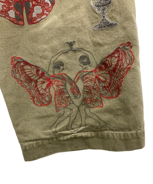 samuel zelig（サミュエル ゼリグ）SAMUEL ZELIG (サミュエル ゼリグ) Amy Green Canvas Pant with Multicolor Embroidery オリーブ サイズ:XLの古着・服飾アイテム