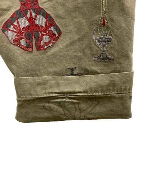 samuel zelig（サミュエル ゼリグ）SAMUEL ZELIG (サミュエル ゼリグ) Amy Green Canvas Pant with Multicolor Embroidery オリーブ サイズ:XLの古着・服飾アイテム