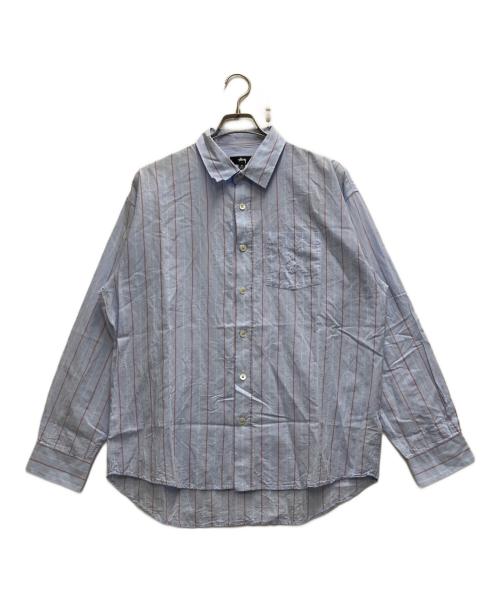 stussy（ステューシー）stussy (ステューシー) Classic striped shirt ブルー サイズ:Mの古着・服飾アイテム