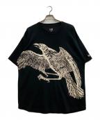 New Era×Yohji Yamamoto pour hommeニューエラ×ヨウジヤマモト プールオム）の古着「CROW PRINT ROUND HEM SHORT SLEEVES TEE」｜ブラック