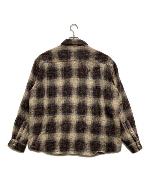 son of the cheese（（サノバチーズ））SON OF THE CHEESE (（サノバチーズ）) NEP TWEED SHIRT ブラウン×グレー サイズ:XLの古着・服飾アイテム