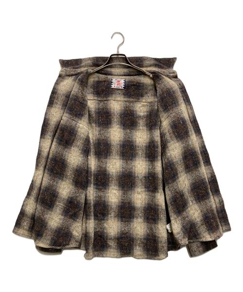 son of the cheese（（サノバチーズ））SON OF THE CHEESE (（サノバチーズ）) NEP TWEED SHIRT ブラウン×グレー サイズ:XLの古着・服飾アイテム