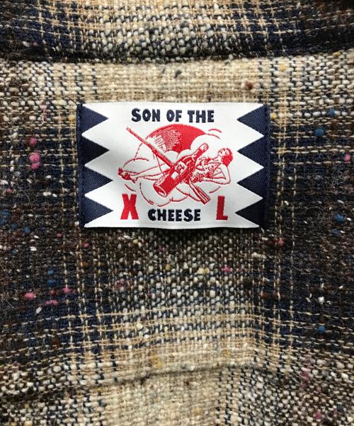 son of the cheese（（サノバチーズ））SON OF THE CHEESE (（サノバチーズ）) NEP TWEED SHIRT ブラウン×グレー サイズ:XLの古着・服飾アイテム