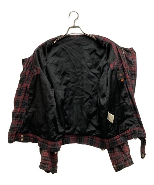 UNDERCOVER（アンダーカバー）UNDERCOVER (アンダーカバー) シワ加工ガーゼライダースジャケット レッド サイズ:2の古着・服飾アイテム