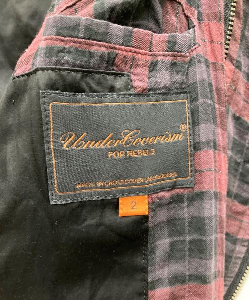 UNDERCOVER（アンダーカバー）UNDERCOVER (アンダーカバー) シワ加工ガーゼライダースジャケット レッド サイズ:2の古着・服飾アイテム