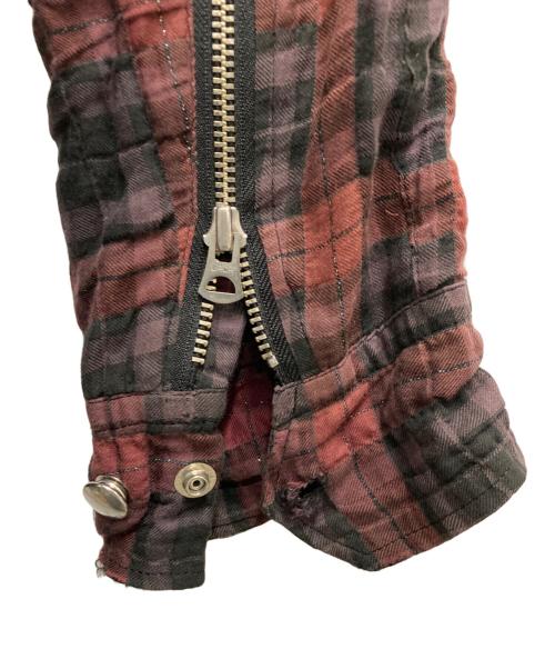 UNDERCOVER（アンダーカバー）UNDERCOVER (アンダーカバー) シワ加工ガーゼライダースジャケット レッド サイズ:2の古着・服飾アイテム