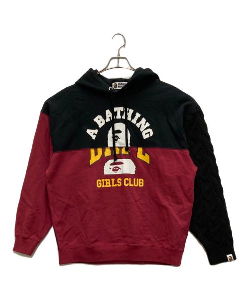 A BATHING APE（ア ベイシング エイプ）A BATHING APE (ア ベイシング エイプ) ドッキングニットパーカー ブラック×レッド サイズ:XSの古着・服飾アイテム