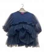 VIVIANOヴィヴィアーノ）の古着「Volume Tulle T-shirt」｜ネイビー