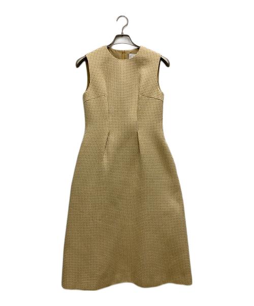 Loulou Willoughby（ルルウィルビー）Loulou Willoughby (ルルウィルビー) スパークルジャガードノースリーブワンピース イエロー サイズ:SIZE 2の古着・服飾アイテム