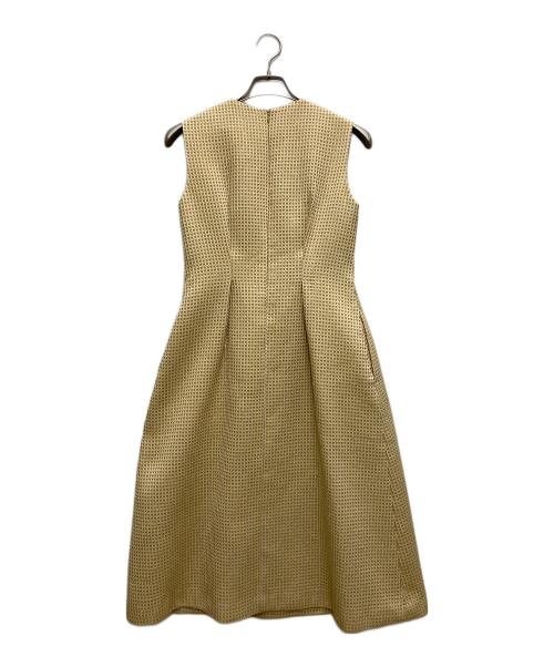 Loulou Willoughby（ルルウィルビー）Loulou Willoughby (ルルウィルビー) スパークルジャガードノースリーブワンピース イエロー サイズ:SIZE 2の古着・服飾アイテム