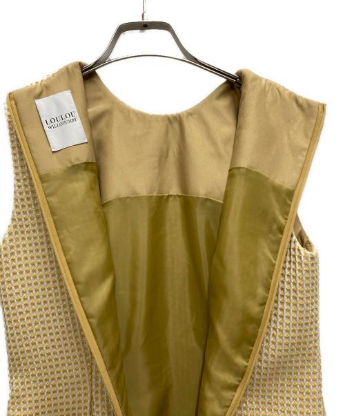 Loulou Willoughby（ルルウィルビー）Loulou Willoughby (ルルウィルビー) スパークルジャガードノースリーブワンピース イエロー サイズ:SIZE 2の古着・服飾アイテム