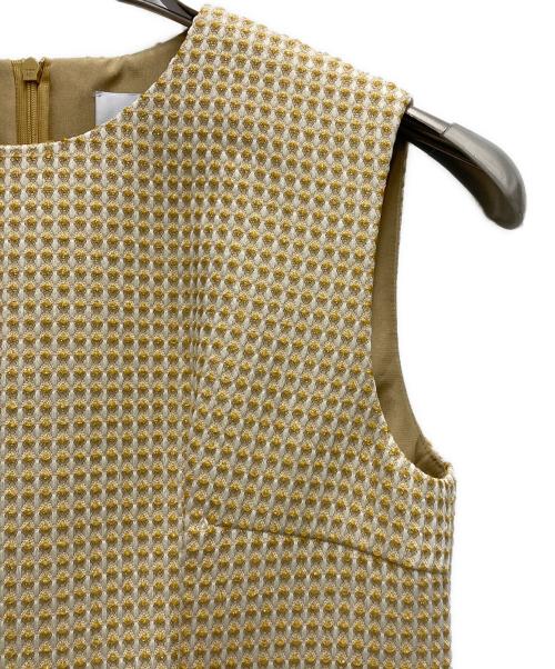 Loulou Willoughby（ルルウィルビー）Loulou Willoughby (ルルウィルビー) スパークルジャガードノースリーブワンピース イエロー サイズ:SIZE 2の古着・服飾アイテム