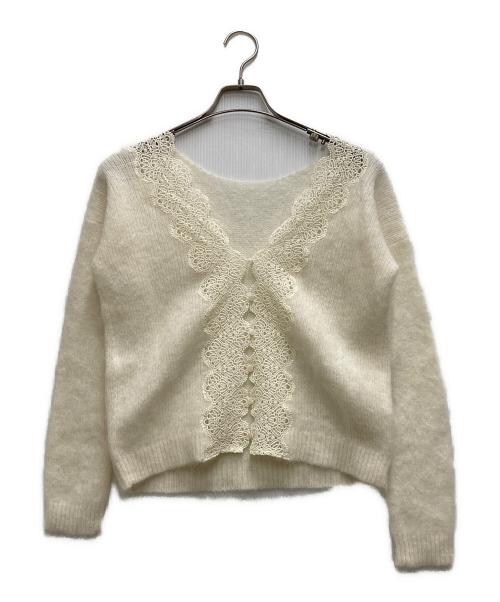 SEZANE（セザンヌ）SEZANE (セザンヌ) モヘアレースカーディガン ホワイト サイズ:XSの古着・服飾アイテム