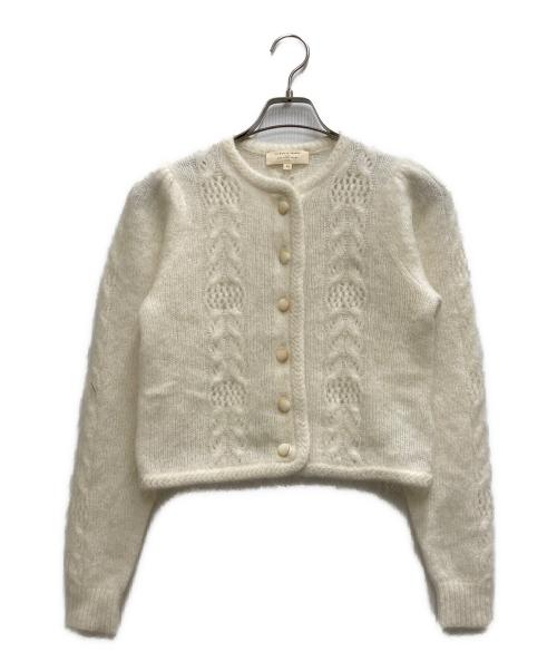 LA MAILLE SEZANE（ラ マイユ セザンヌ）LA MAILLE SEZANE (ラ マイユ セザンヌ) 丸首モヘアカーディガン ホワイト サイズ:XSの古着・服飾アイテム