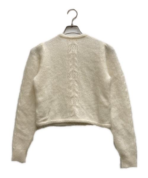 LA MAILLE SEZANE（ラ マイユ セザンヌ）LA MAILLE SEZANE (ラ マイユ セザンヌ) 丸首モヘアカーディガン ホワイト サイズ:XSの古着・服飾アイテム