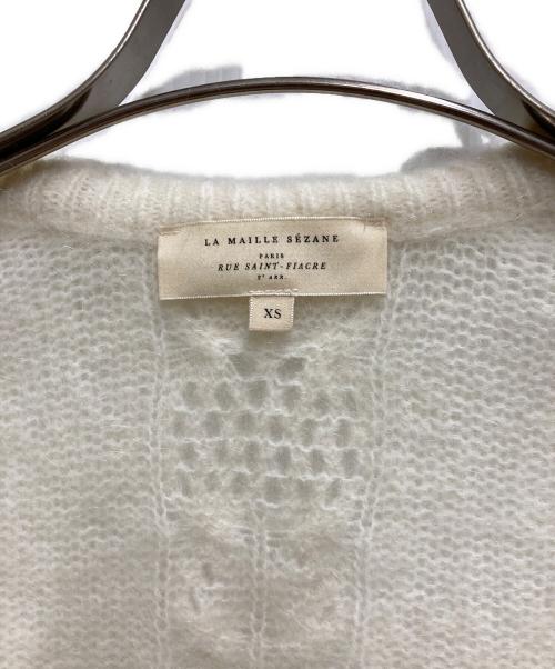 LA MAILLE SEZANE（ラ マイユ セザンヌ）LA MAILLE SEZANE (ラ マイユ セザンヌ) 丸首モヘアカーディガン ホワイト サイズ:XSの古着・服飾アイテム