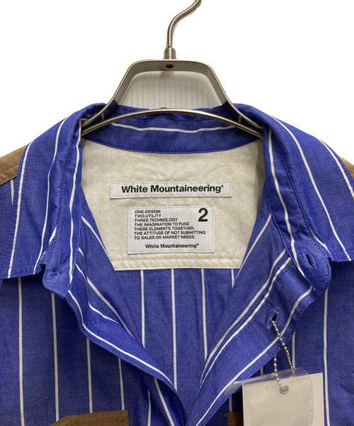 WHITE MOUNTAINEERING（ホワイトマウンテ二アニング）WHITE MOUNTAINEERING (ホワイトマウンテ二アニング) MID GUSSET SLEEVE STRIPE WORK SHIRT ネイビー サイズ:SIZE 2の古着・服飾アイテム
