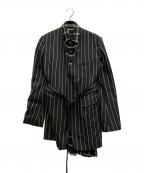 Maison MIHARA YASUHIROメゾン ミハラ ヤスヒロ）の古着「シャツレイヤードストライプジャケット」｜ブラック