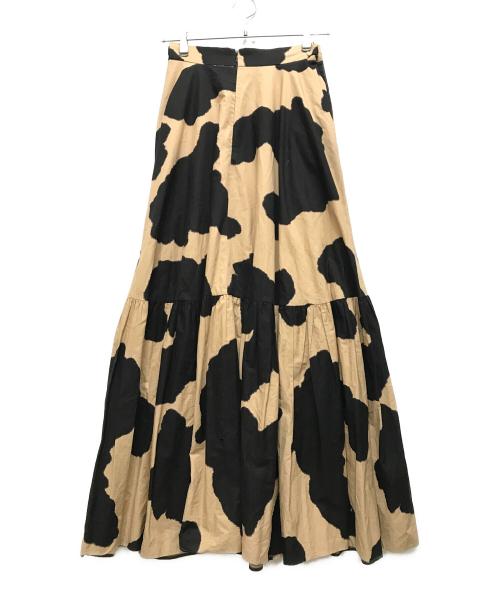Maison MIHARA YASUHIRO（メゾン ミハラ ヤスヒロ）Maison MIHARA YASUHIRO (メゾン ミハラ ヤスヒロ) ホルスタインフレアスカート ブラック×ベージュ サイズ:36の古着・服飾アイテム
