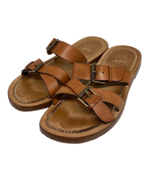 Christian Louboutin（クリスチャン・ルブタン）Christian Louboutin (クリスチャン・ルブタン) レザーフラットサンダル ブラウン サイズ:43の古着・服飾アイテム