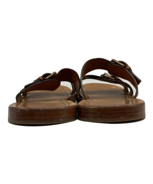 Christian Louboutin（クリスチャン・ルブタン）Christian Louboutin (クリスチャン・ルブタン) レザーフラットサンダル ブラウン サイズ:43の古着・服飾アイテム