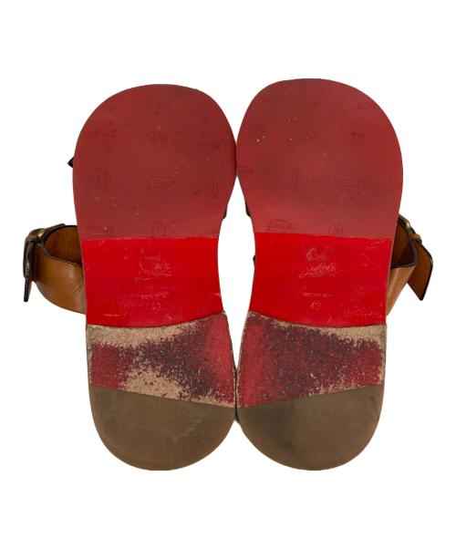 Christian Louboutin（クリスチャン・ルブタン）Christian Louboutin (クリスチャン・ルブタン) レザーフラットサンダル ブラウン サイズ:43の古着・服飾アイテム