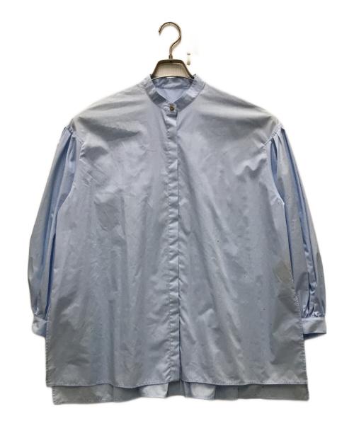 LE PHIL（ル フィル）LE PHIL (ル フィル) ライトタイプライターギャザーブラウス ブルー サイズ:FREEの古着・服飾アイテム