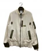 sacaiサカイ）の古着「ニット切替MA-1ジャケット」｜ホワイト×カーキ