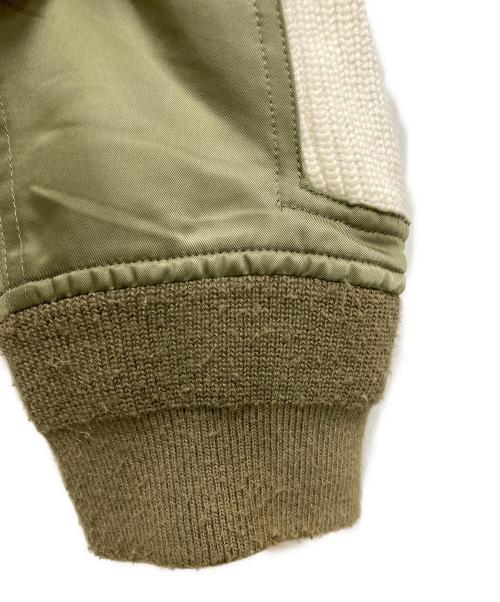 sacai（サカイ）sacai (サカイ) ニット切替MA-1ジャケット ホワイト×カーキ サイズ:1の古着・服飾アイテム